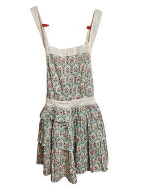 Rachel Parcell Vine Floral Cotton Poplin Tiered Mini Dress Size 6 Ivory Multi